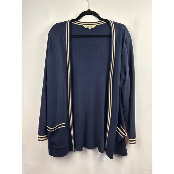 Women’s Howard Wolf Escape Size Large Navy Blue Long Sleeve Sweater with Cream S - Picture 1 of 5